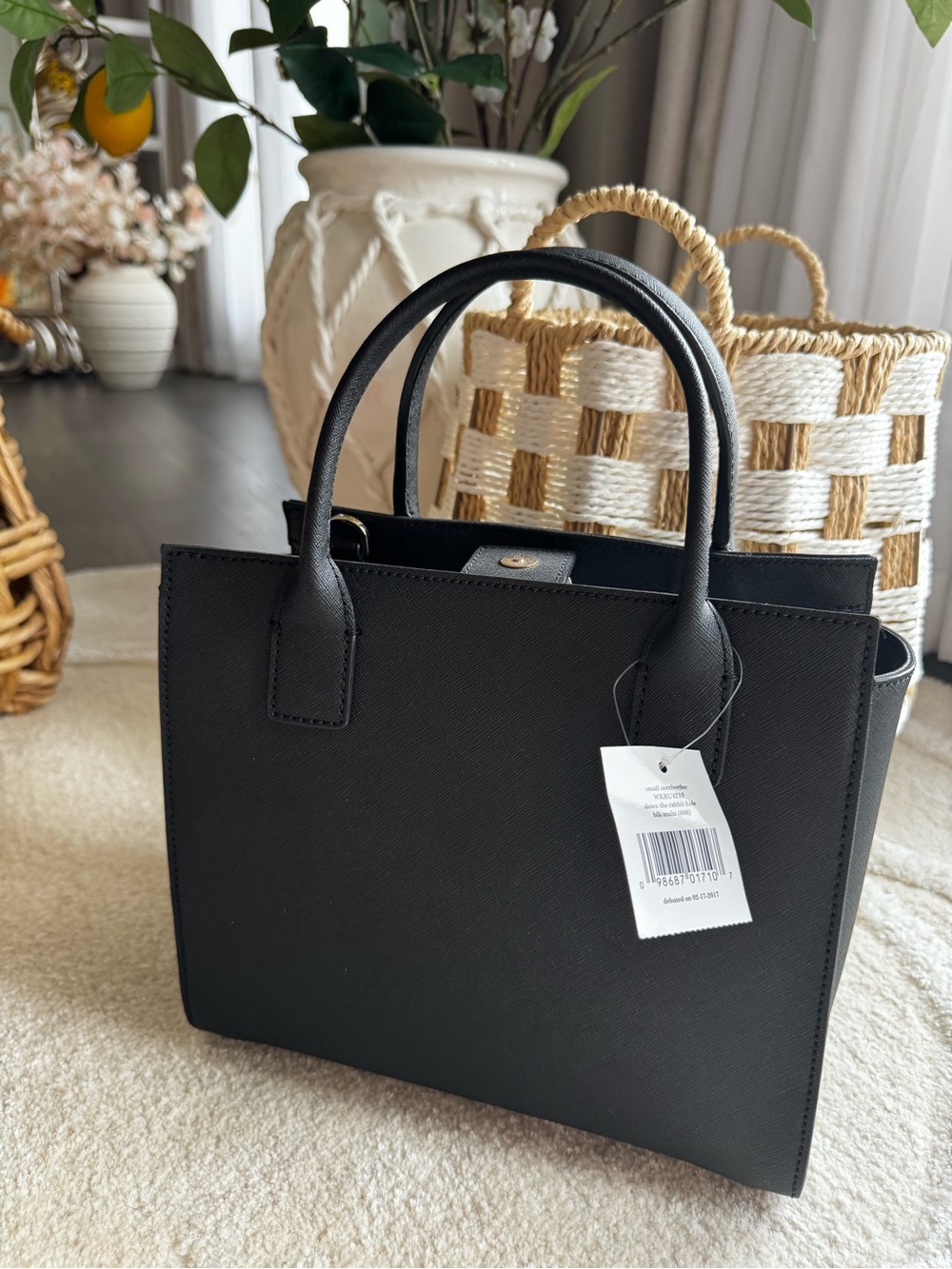 kate spade Black Daisy Appliqué Satchel with White and Yellow Flower - Picture 4 of 14